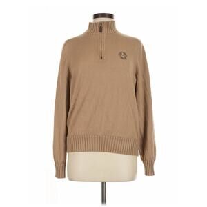 VTG MARTIN Italian Merino Wool Crest Tan Quarter Zip M